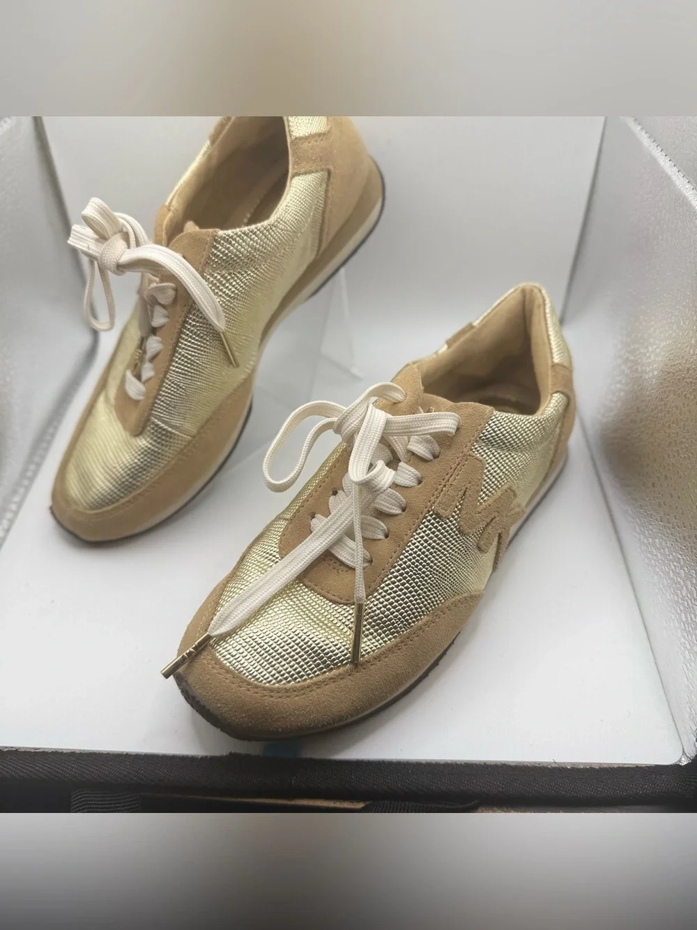 Michael Kors Gold and Tan Women's Lace-Up Sneakers